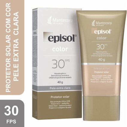 PROTETOR SOLAR EPISOL COLOR PELE EXTRA CLARA FPS 30 40G