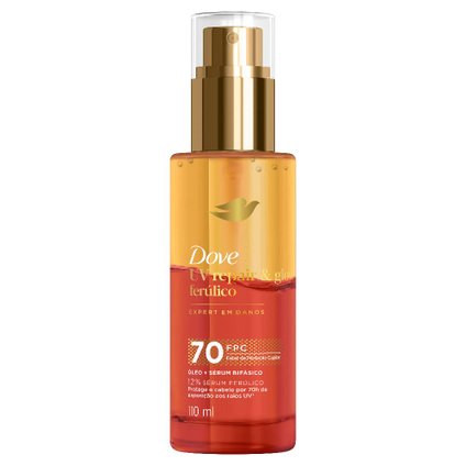 ÓLEO E SÉRUM CAPILAR BIFÁSICO DOVE UV REPAIR & GLOW FERÚLICO 110ML