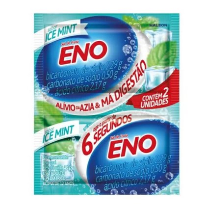 SAL DE FRUTA ENO ICE MINT ALÍVIO RÁPIDO DA AZIA 2 ENVELOPES COM 5G CADA