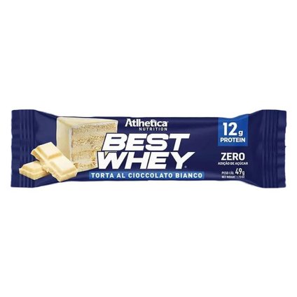 BARRA DE PROTEÍNA ATLHETICA NUTRITION BEST WHEY TORTA AL CIOCCOLATO BIANCO 49G