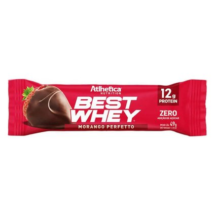 BARRA DE PROTEÍNA ATLHETICA NUTRITION BEST WHEY MORANGO PERFETTO 49G