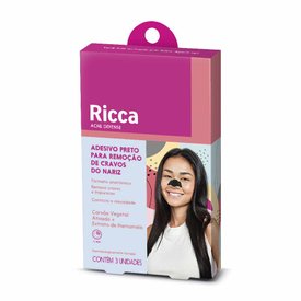 ADESIVO PRETO RICCA PARA REMOÇÃO DE CRAVOS 3 UNIDADES