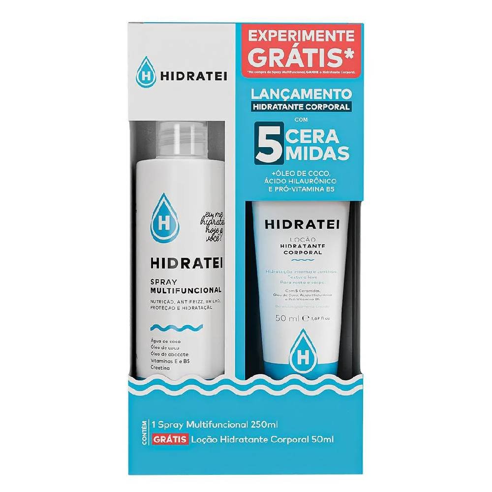 Kit Hidratei Spray Multifuncional 250ml + Loção Hidratante Corporal 50ml