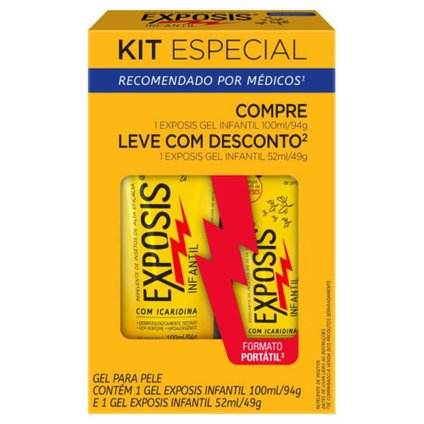 KIT GEL REPELENTE EXPOSIS INFANTIL 100ML + GEL REPELENTE EXPOSIS INFANTIL 52ML