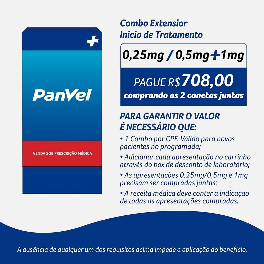 Extensior 0,25mg/0,5mg Semaglutida 1,5ml 1 Caneta Injetável + 4 Agulhas Geladeira
