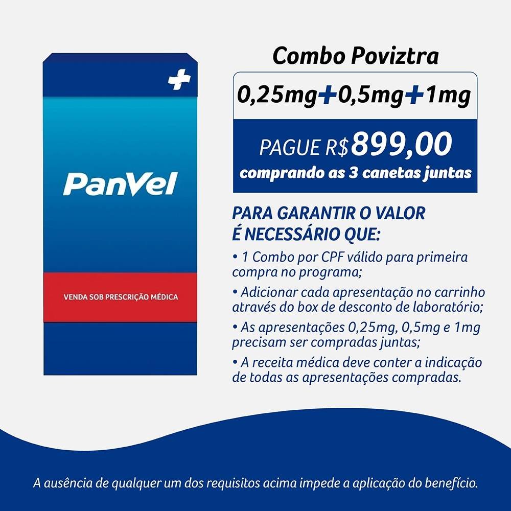 Poviztra 1mg Semaglutida 3ml 1 Caneta Injetável + 4 Agulhas