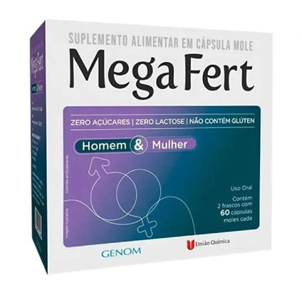 SUPLEMENTO ALIMENTAR MEGAFERT HOMEM & MULHER 2 FRASCOS COM 60 CÁPSULAS CADA