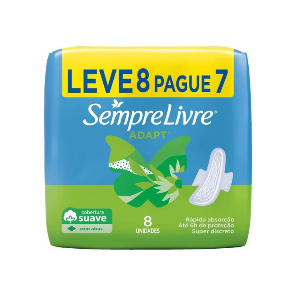Absorvente Sempre Livre Adapt Suave Com Abas 8 Unidades