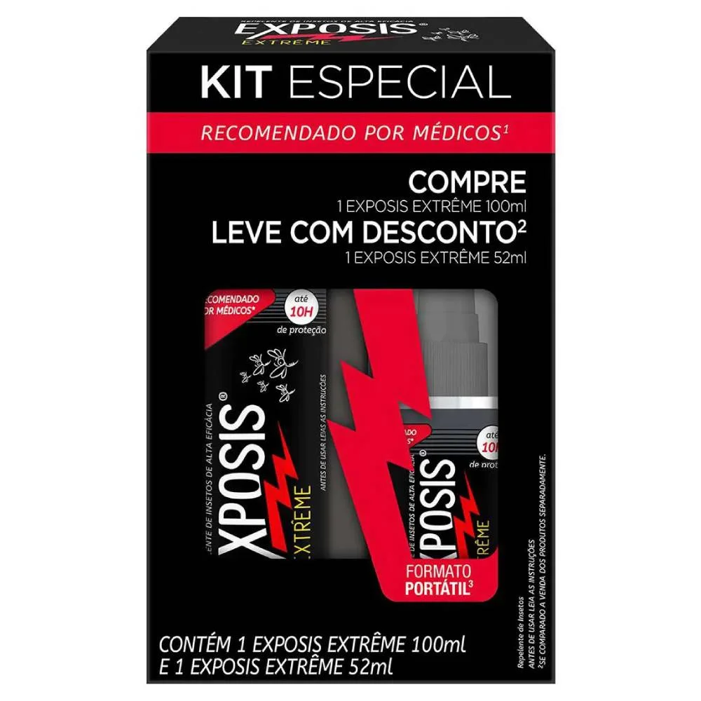 Kit Repelente Exposis Extrême Spray 100ml + Repelente Exposis Extrême 52ml