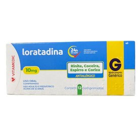 LORATADINA 10MG 12 COMPRIMIDOS VITAMEDIC GENÉRICO