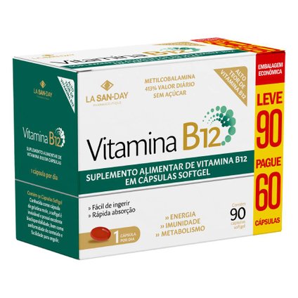 SUPLEMENTO ALIMENTAR VITAMINA B12 LA SAN-DAY 90 CÁPSULAS