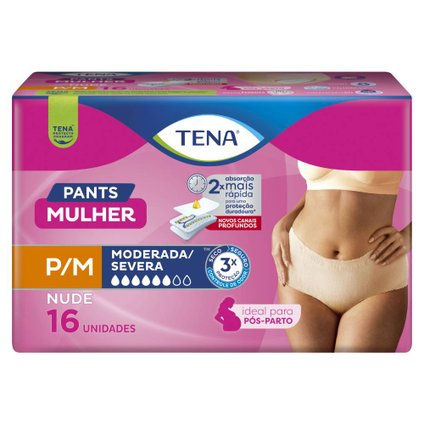 ROUPA ÍNTIMA TENA PANTS MULHER COR NUDE P/M 16 UNIDADES