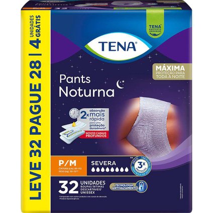ROUPA ÍNTIMA TENA PANTS NOTURNA P/M 32 UNIDADES