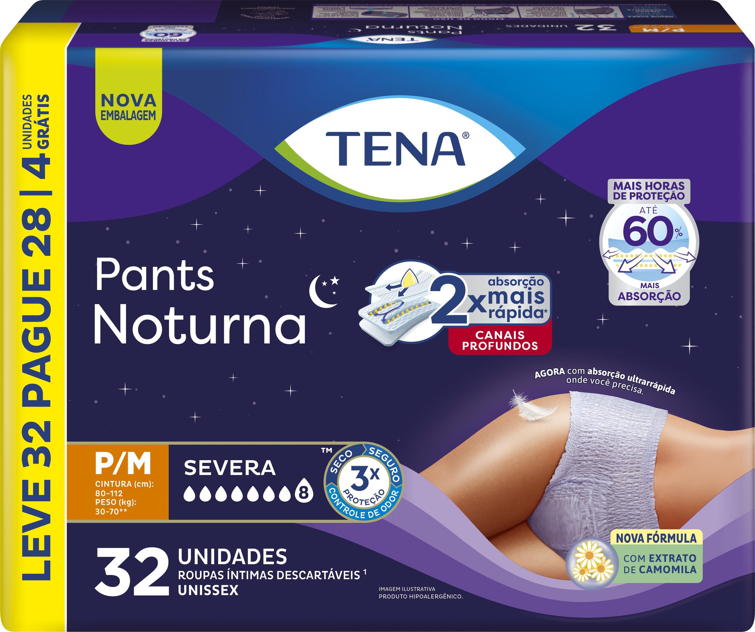 Roupa Íntima Tena Pants Noturna P/m 32 Unidades