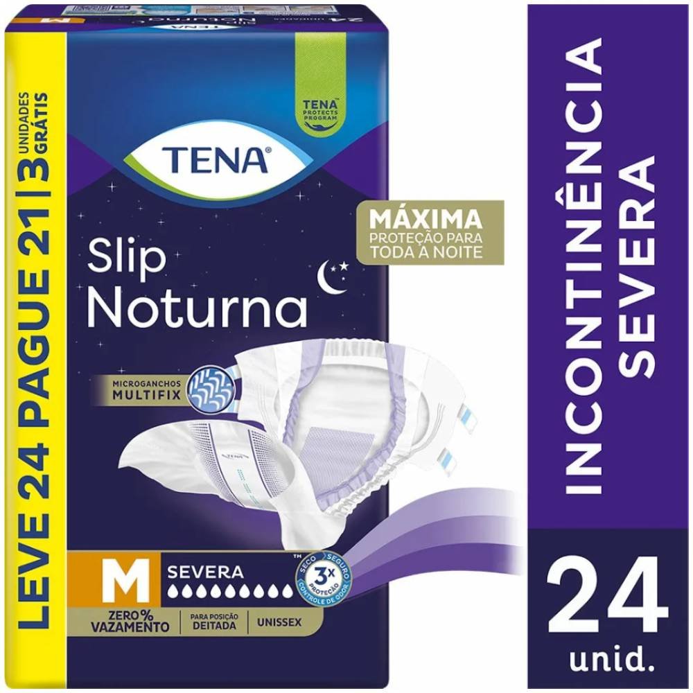 Fralda Geriátrica Tena Slip Noturna M Leve 24 Pague 21 Unidades