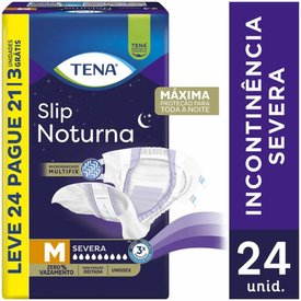 FRALDA GERIÁTRICA TENA SLIP NOTURNA M LEVE 24 PAGUE 21 UNIDADES