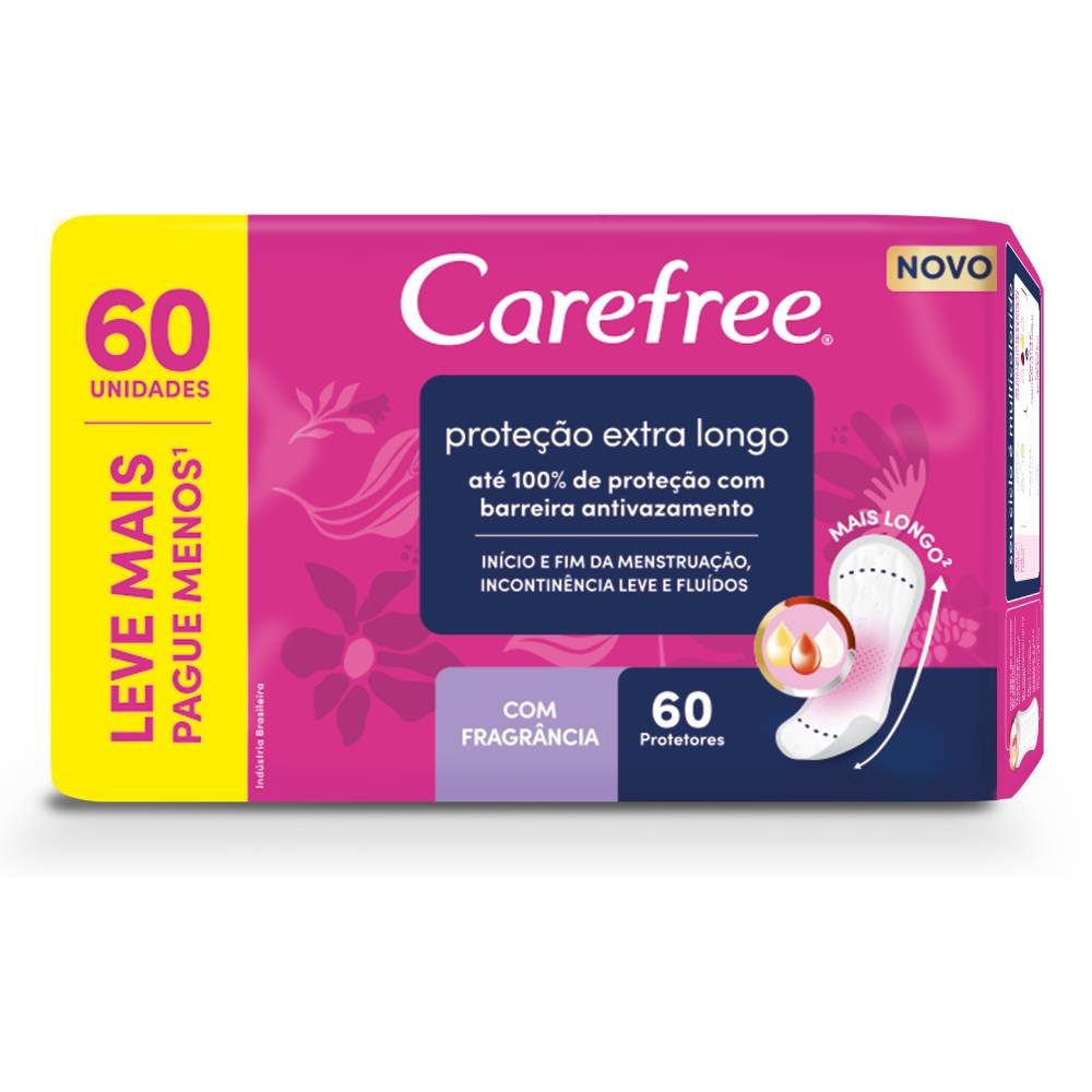 Protetor Diário Carefree Proteção Extra Longo Com Fragrância 60 Unidades