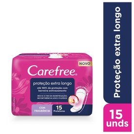 PROTETOR DIÁRIO CAREFREE PROTEÇÃO EXTRA LONGO COM FRAGRÂNCIA 15 UNIDADES
