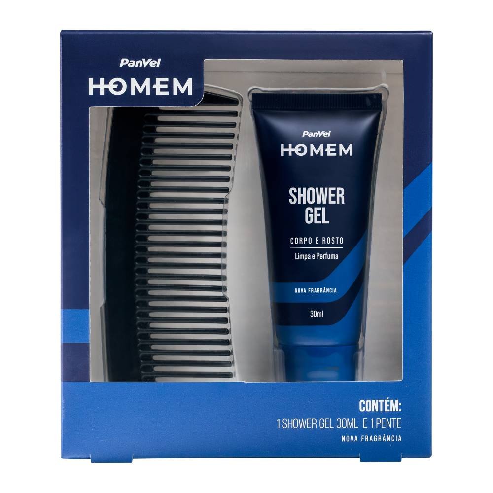Kit Panvel Homem Shower Gel 30ml + Pente De Cabelos - Presente De Natal