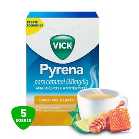 CHÁ PARA GRIPE VICK PYRENA SABOR MEL E LIMÃO 5 ENVELOPES 5G CADA