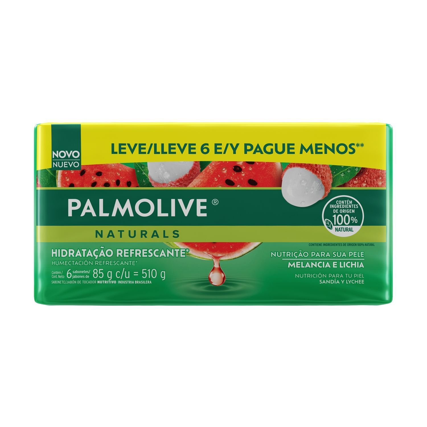 Kit Sabonete Em Barra Palmolive Naturals Melancia E Lichia 6 Unidades 85g Cada