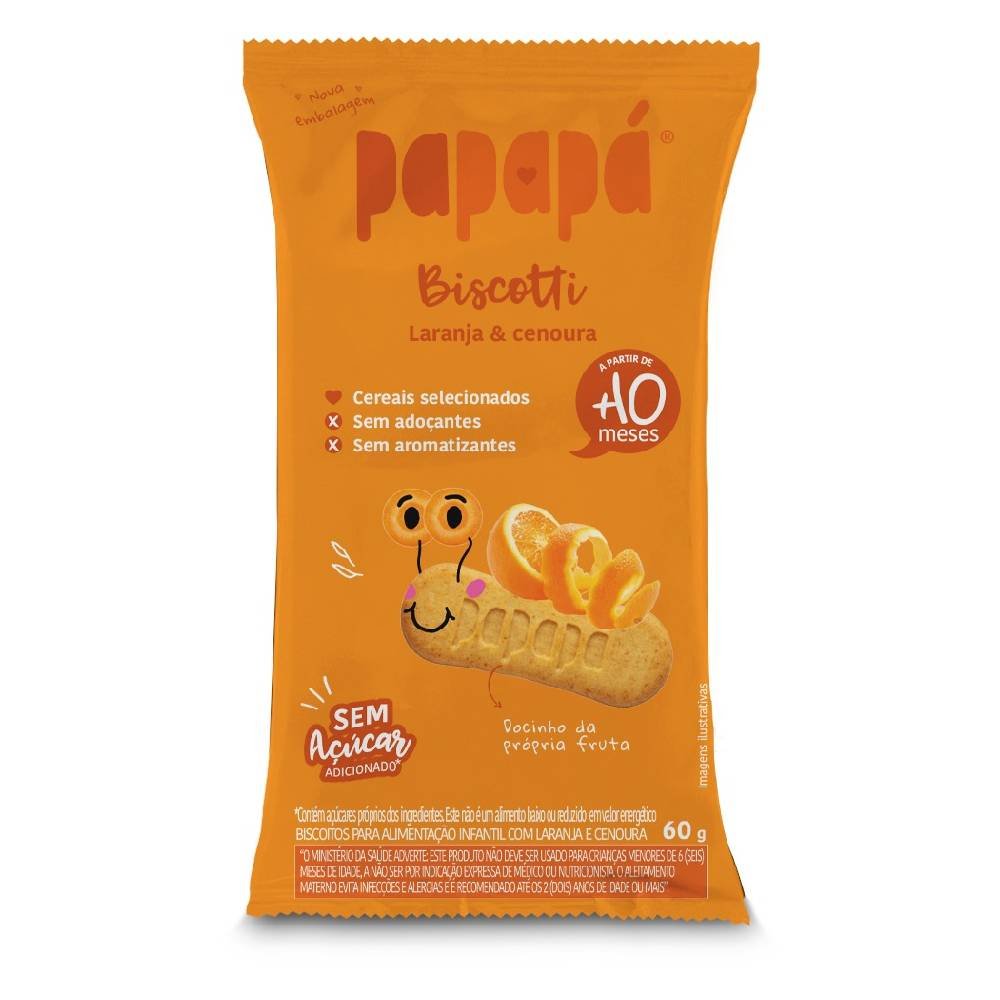 Biscoito Infantil Papapá Laranja E Cenoura 60g