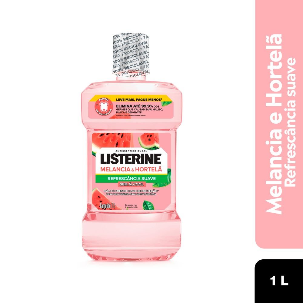 Enxaguante Bucal Listerine Melancia & Hortelã 1l