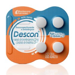Descon Maleato De Bronfeniramina 12mg + Cloridrato De Fenilefrina 15mg 4 Comprimidos