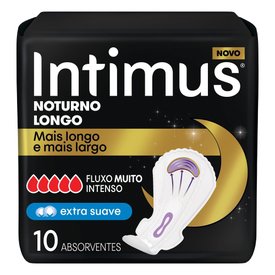 ABSORVENTE EXTERNO INTIMUS NOTURNO LONGO EXTRA SUAVE 10 UNIDADES