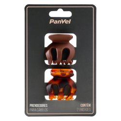 Kit 2 Prendedores De Cabelo Médio Panvel Fosco Marrom E Tartaruga