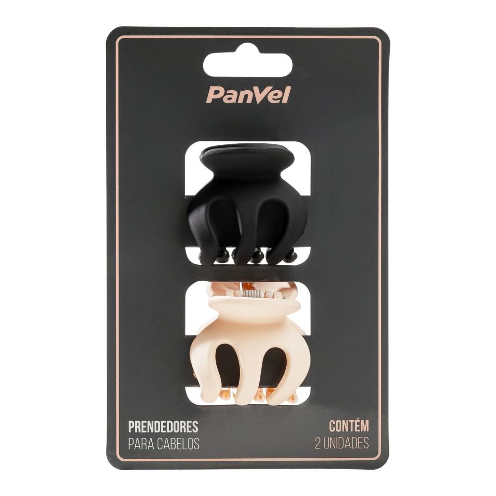 Kit 2 Prendedores De Cabelo Médio Panvel Fosco Preto E Bege
