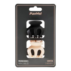 Kit 2 Prendedores De Cabelo Médio Panvel Fosco Preto E Bege