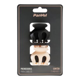 KIT 2 PRENDEDORES DE CABELO MÉDIO PANVEL FOSCO PRETO E BEGE