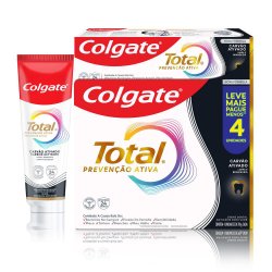 Kit Creme Dental Colgate Total 12 Carvão Ativado 4 Unidades 90g Cada