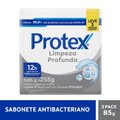KIT SABONETE EM BARRA PROTEX LIMPEZA PROFUNDA 3 UNIDADES 85G CADA