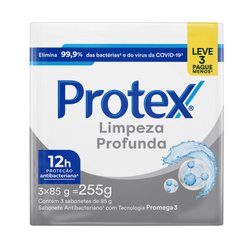 Kit Sabonete Em Barra Protex Limpeza Profunda 3 Unidades 85g Cada