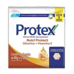 Kit Sabonete Em Barra Protex Nutri Protect Vitamina E 3 Unidades De 85g