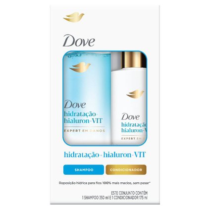 KIT DOVE HIDRATAÇÃO EXPERT EM DANOS SHAMPOO 350ML + CONDICIONADOR 175ML