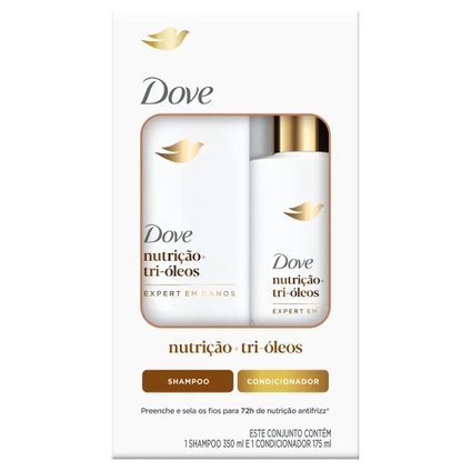 KIT DOVE NUTRIÇÃO + TRI-ÓLEOS SHAMPOO 350ML + CONDICIONADOR EXPERT EM DANOS 175ML