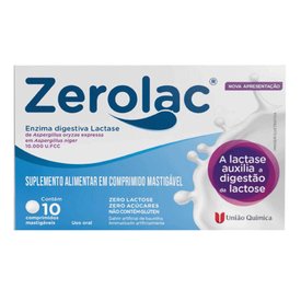 ZEROLAC 10.000FCC ENZIMA LACTASE MASTIGÁVEL 10 COMPRIMIDOS