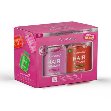 KIT SUPLEMENTO ALIMENTAR GUMMY HAIR TUTTI-FRUTTI 60 UNIDADES + MELANCIA 60 UNIDADES