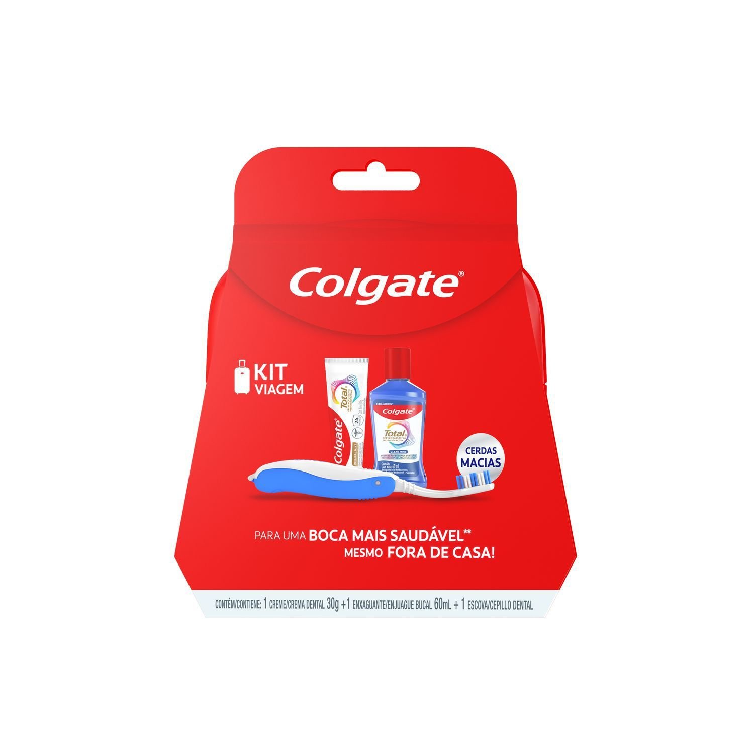 Kit Viagem Colgate Total Mint Creme Dental 30g + Enxaguante Bucal 60ml + Escova Dental