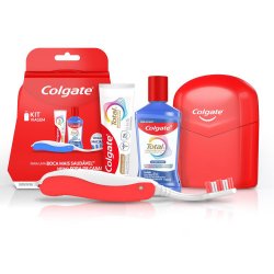 Kit Viagem Colgate Total Mint Creme Dental 30g + Enxaguante Bucal 60ml + Escova Dental