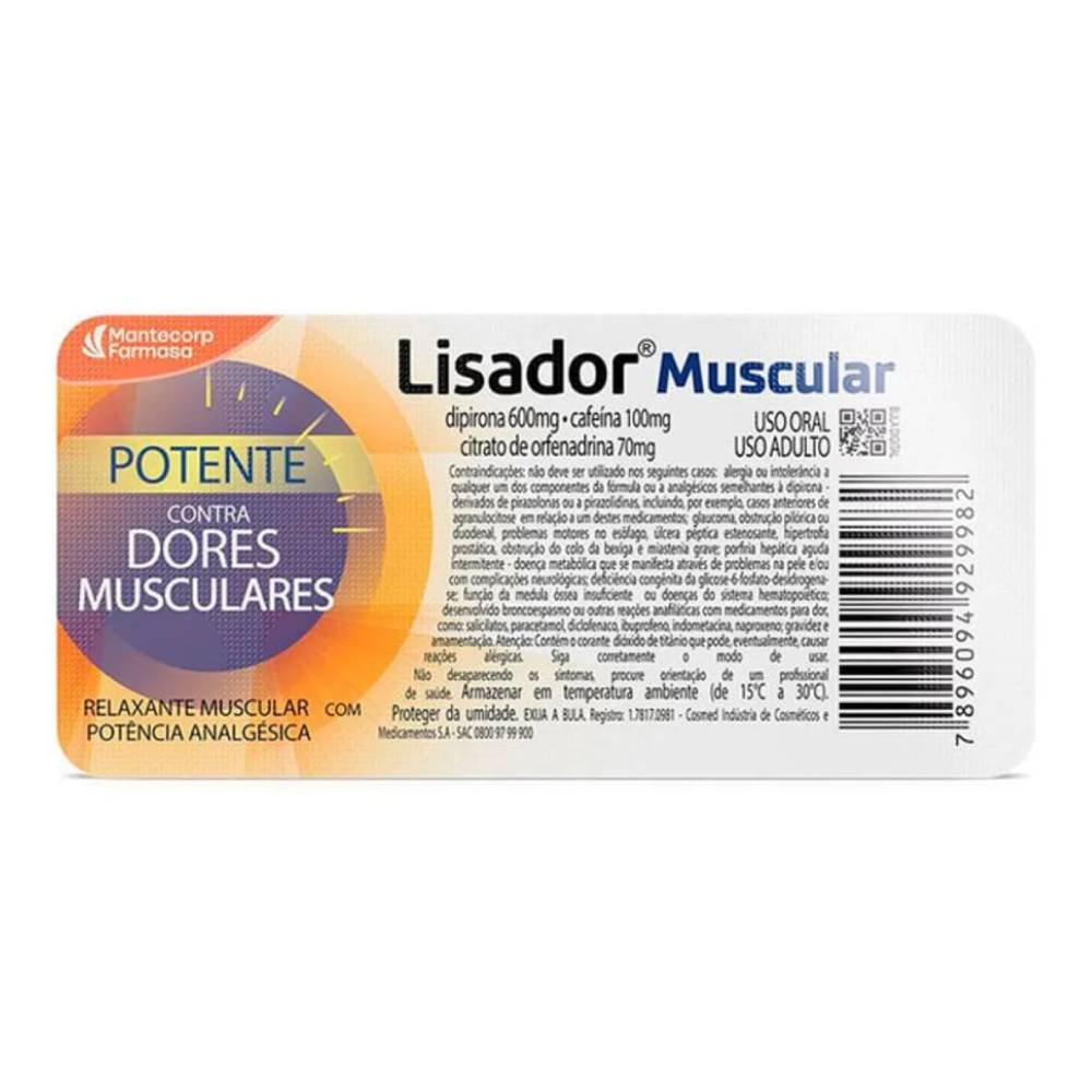 Analgésico Lisador Muscular 6 Comprimidos