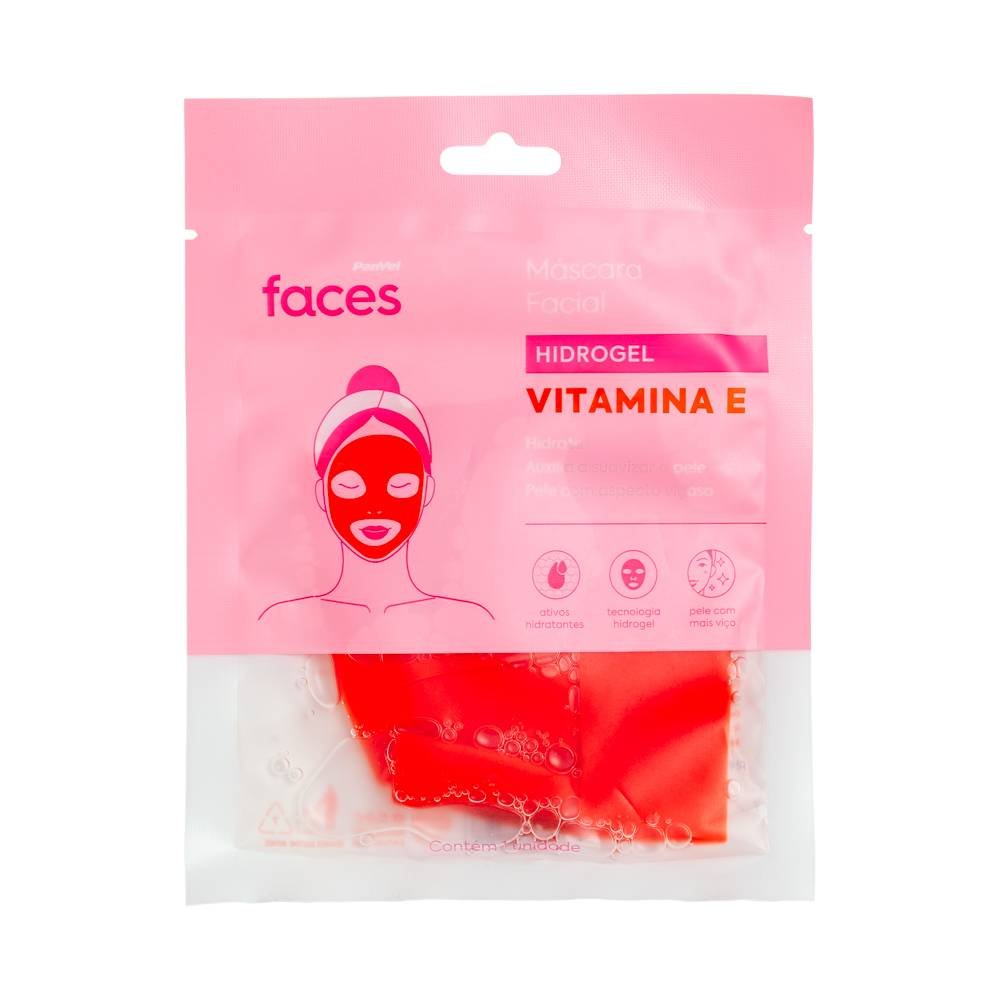 Máscara Facial Hidrogel Vitamina E Panvel Faces 1 Unidade