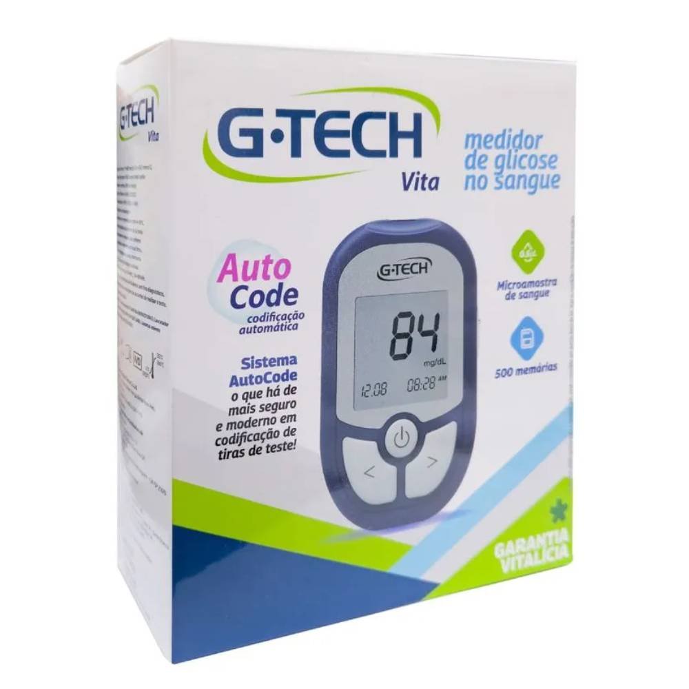 Kit Monitor De Glicose G-tech Vita + 10 Tiras + 10 Lancetas + Lancelador