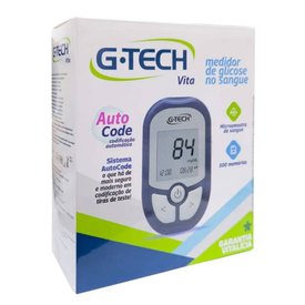 KIT MONITOR DE GLICOSE G-TECH VITA + 10 TIRAS + 10 LANCETAS + LANCELADOR