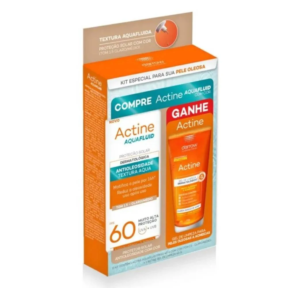 Kit Actine Protetor Solar Facial Fps60 40g + Gel De Limpeza Facial 40g