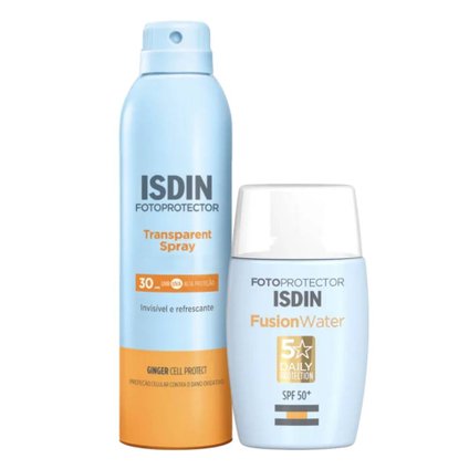 KIT ISDIN PROTETOR SOLAR FACIAL FUSION WATER FPS60 30ML + TRANSPARENT SPRAY FPS30 250ML