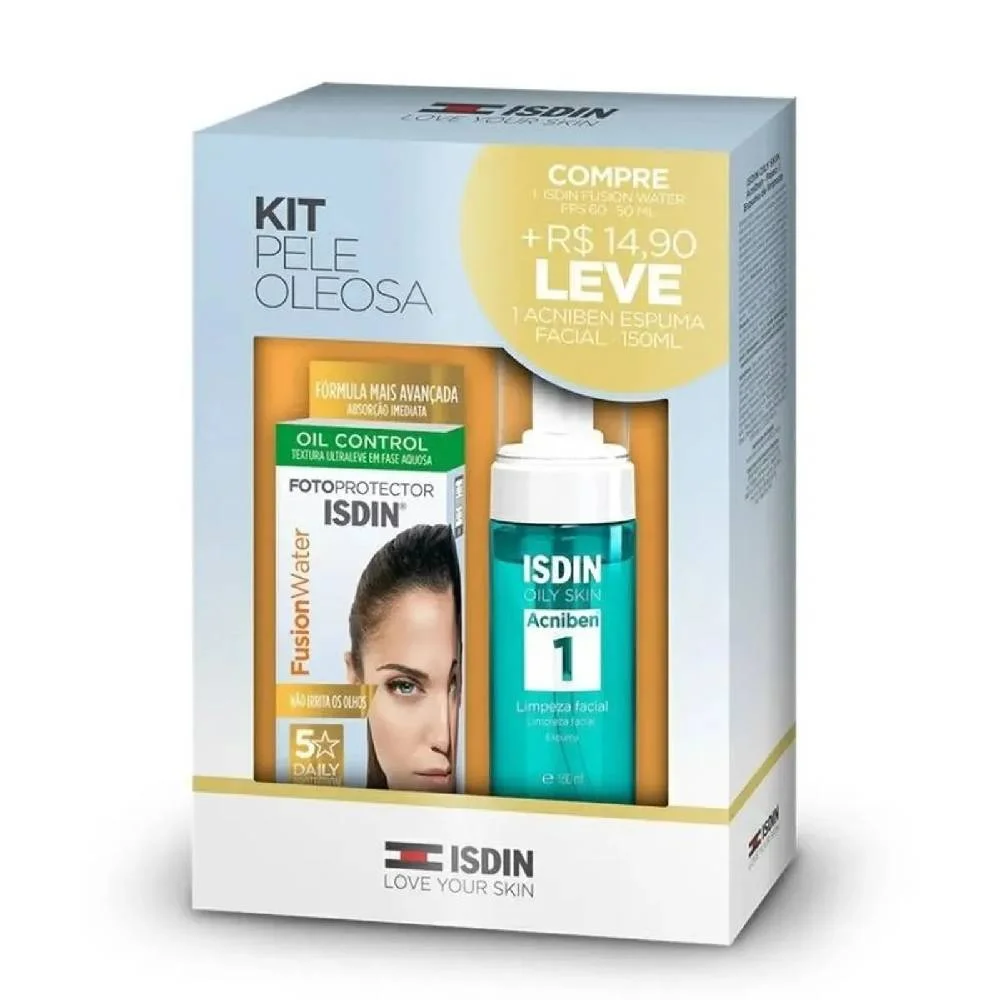 Kit Isdin Protetor Solar Facial Fusion Water Fps60 50ml + Espuma Facial 150ml